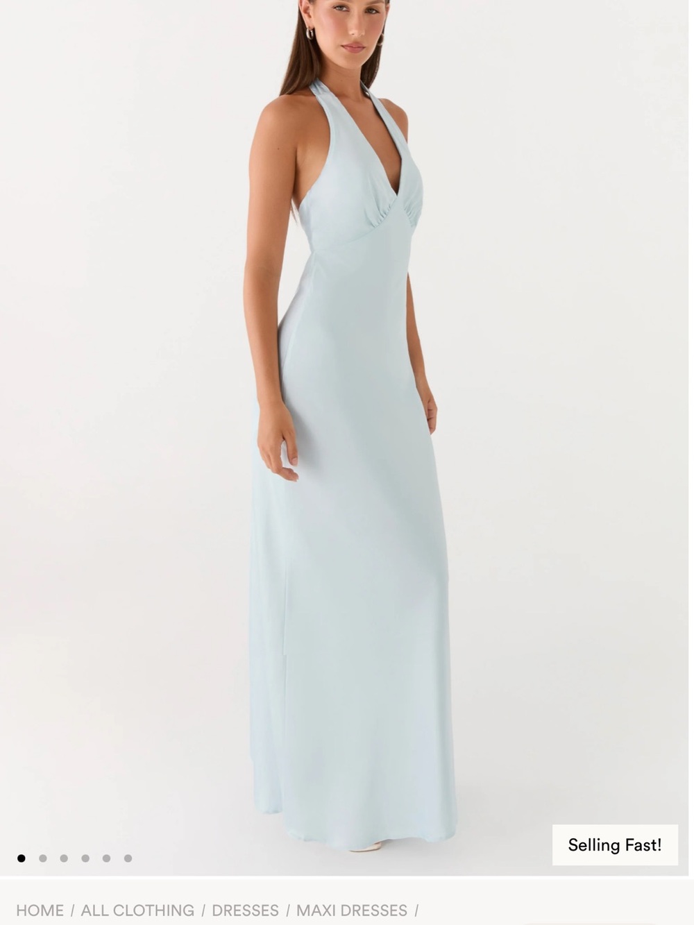 Peppermayo Light Blue Halter Maxi Dress